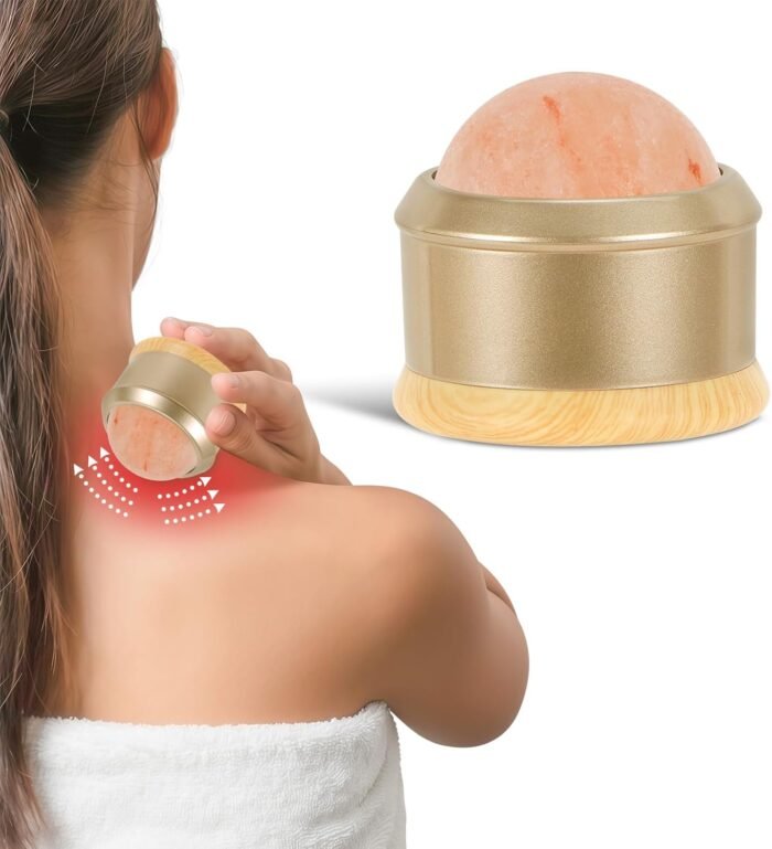 Natural Himalayan Salt Massage Rollerball, Round Manual Roller, Stress Relief Massage Oil Roller Ball, Revitalize for Neck, Back, Arm, Shoulder, Thigh, Calf & Full Body for Pain Relief - Image 2