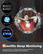 Smart Watches for Men, Bluetooth Call Military Smart Watch, Waterproof Fitness Tracker with Heart Rate/Blood Oxygen/Sleep Monitor/124 Sports Modes, Tactical Watch for Android Phones & iPhone (Silver) - Image 5