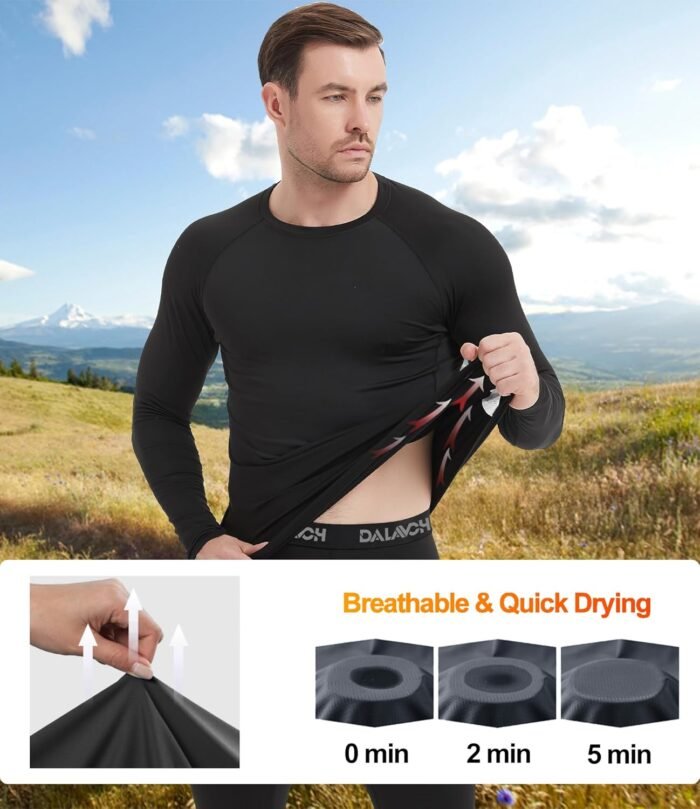 5 Pack Men's Compression Shirts Long Sleeve Athletic Workout Sports Undershirt Base Layer Top for Winter - Image 3