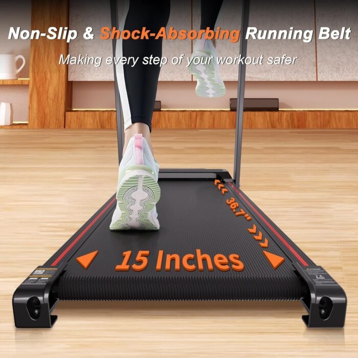 Foldable Treadmill with Handles Treadmills for Home Small Spaces 3HP Folding Treadmills Walking Pad Treadmill with Handle Bar Quiet Walking Machine, 300LBS Capacity, Portable Small Home Gym (Black) - Image 4