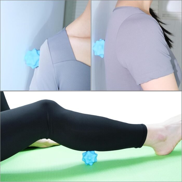 Small Massage Ball. Solid Spiky Bumpy Massage Balls for Deep Tissue Trigger Point Myofascial Release. Massager Tool for Foot Plantar Fasciitis Muscle Knot Pain Relief Yoga Fitness. 2.2×2.1 in (Blue) - Image 6