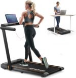 2 in 1 Folding Treadmills for Home Small Office, 2.5HP Walking Pad Treadmill with Handle Bar, 300lbs Capacity, Copmact Protable Treadmill with Smart APPs, 12 HIIT Modes and Touch Screen - Image 2