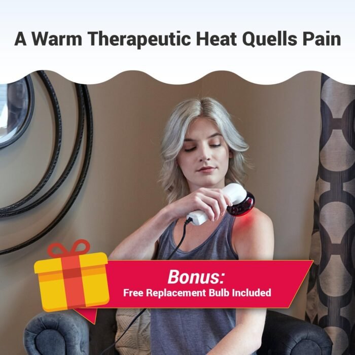 M PAIN MANAGEMENT TECHNOLOGIES Red Light Therapy Infrared Heating Wand by Theralamp – Handheld Heat Lamp Includes Replacement Bulb – Provides Muscle Pain Relief and Increased Blood Circulation - Image 5