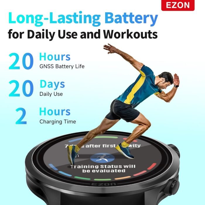 EZON R7 GPS Running Watch,Dual-Band GNSS,Optical Heart Rate Monitor,Over 28 Workout Modes,Training & Fitness Assessment,Lightweight Sports Watch for Triathlon,Marathon,Trail Run (Upgraded) - Image 7