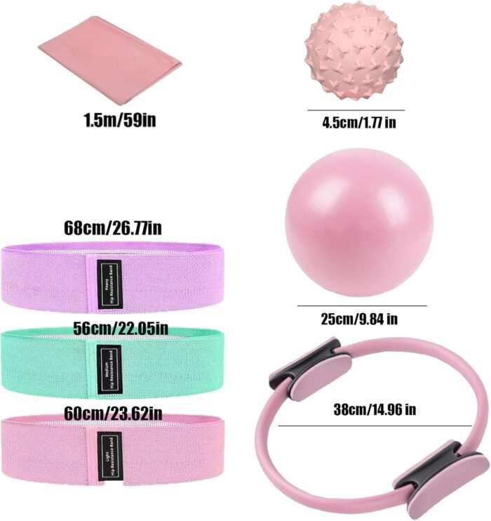 Pilates Essentials Kit for Women, Pilates Equipment, for Home Workouts with Ring and Ball Set, 3pcs Booty Bands, Yoga Bands for Stretching, Fascia Ball, Yoga Socks - Image 8