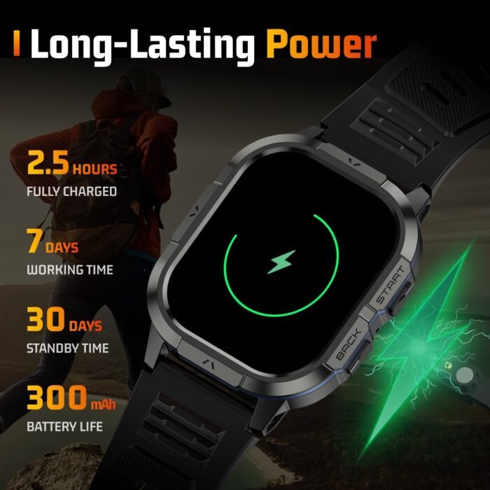 Military Smart Watches for Men-2.06”AMOLED Bluetooth Calls, IP68 Fitness Activity Step Tracker with Sleep Monitor/Pedometer/110+ Sports Modes, Tactical Smart Watch for Android iOS Samsung Compatible - Image 8