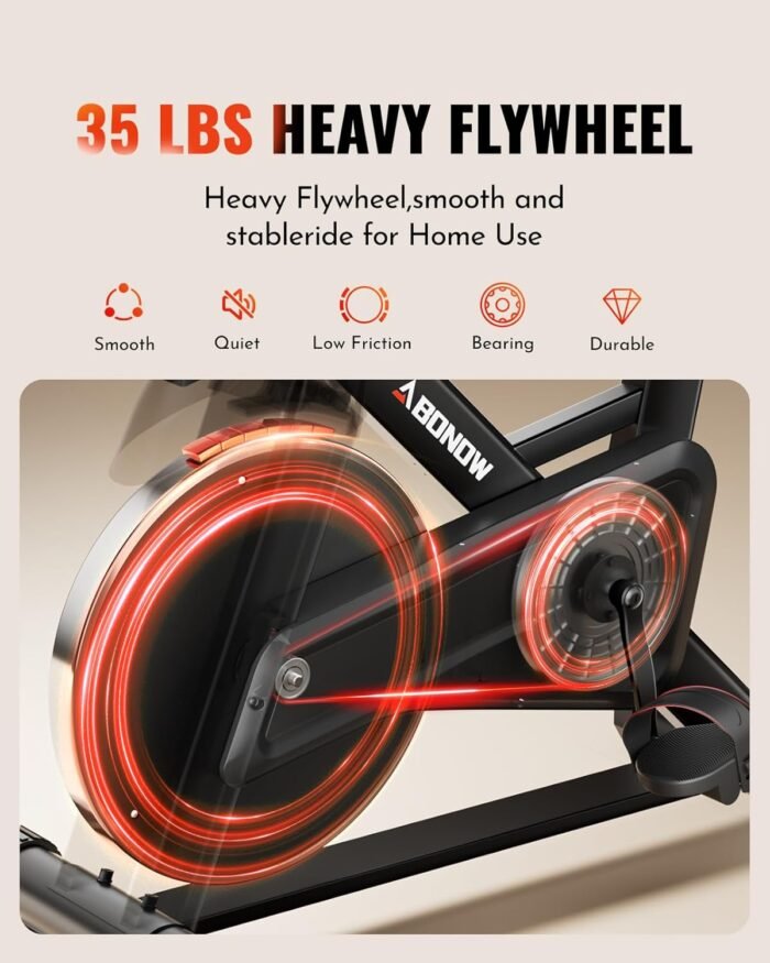 Exercise Bike, Low Noise Stationary Bikes for Home, Adjustable Brake Pad Indoor Cycling Bike, 300lbs Capacity Compact Workout Bike with Tablet Mount & Comfortable Padded Seat - Image 3