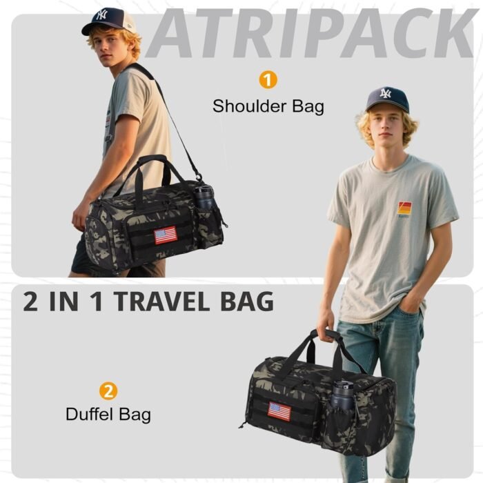 Tactical Gym Bag For Men, 40L Large Capacity Duffle Bags With Shoes Compartment, Sports Bag With Wet Compartment, Multi-Functional Weekend Bags Suitable For Travel, Camping,Hiking - Image 6