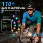 Smart Watches for Men Android & iPhone, 1.8" Alexa Built-in Smartwatches Fitness Tracker Watch with Bluetooth Calls, IP68 Waterproof, Heart Rate/Sleep/SpO2 Monitor, 110 Sport Modes - Black - Image 4