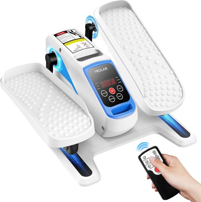 Under Desk Elliptical Machine,Ellipse Leg Exerciser Electric with Remoter,12 Manual Adjustable Speed and 3 Automatic Speed,Portable Seated Pedal Exerciser for Seniors,Adults,Home,Office - Image 2