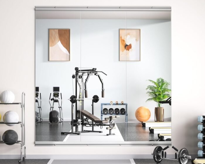 Hasipu Home Gym Mirror 55"x17"(Each)-3 PCS gym mirrors for home, gym wall mirror for fitness, garage, dance studio, 0.16in tempered glass frameless mirror-UL - Image 6