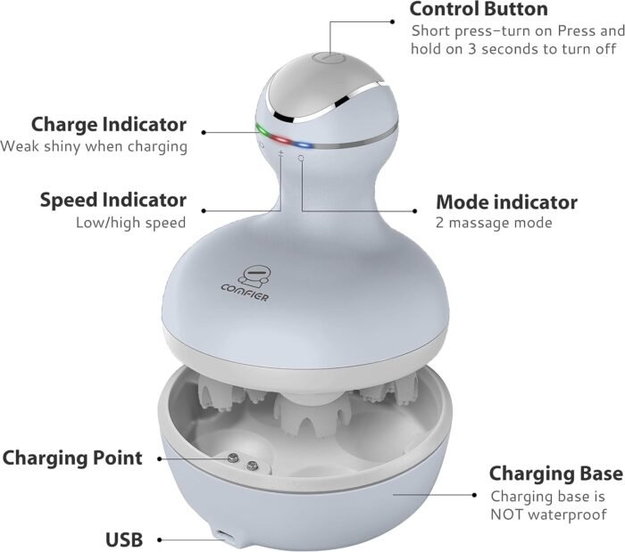 COMFIER Electric Scalp Massager Hair Growth,Handheld Head Massager for Headaches,84 Massage Nodes,Hair Massager,Deep Kneading and Stress Relief,Head Scratcher,Ideal Gifts for Mom,Dad,Women,Men - Image 6