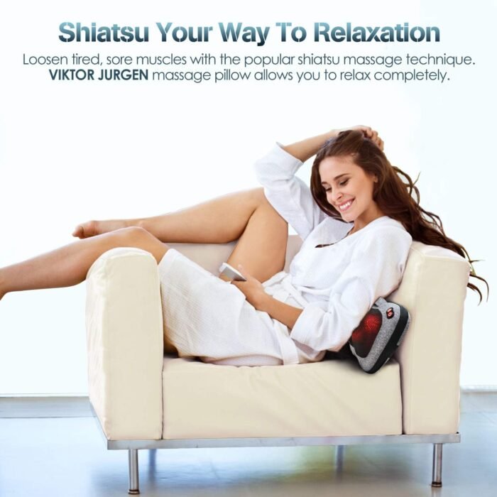 VIKTOR JURGEN Shiatsu Back Massager with Heat – Deep Tissue Massage for Neck, Shoulder, Leg, Upper & Lower Back Pain Relief, Electric Kneading 3D Massage Pillow Gifts for Men Women Dad, Mom, Christmas - Image 6