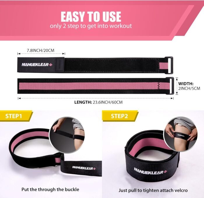 MANUEKLEAR Blood Flow Restriction Bands for Women Glutes Leg, Booty Bands for Women Butt Lift, BFR Occlusion Thigh Bands for Workout Squat Hip Building - Image 7
