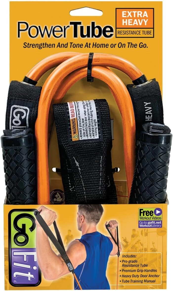 GoFit GF-4TUB-XH(50) Pro-Grade Power Resistance Tube with Handles (Orange/50 Lbs.) - Image 3