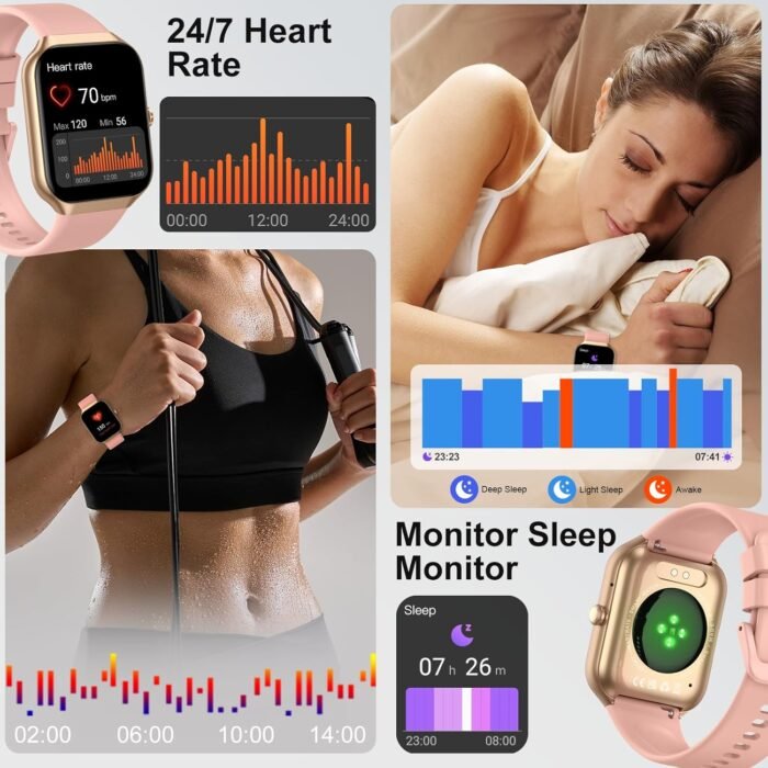 Smart Watch for Women Men (Answer/Make Call), 1.96"HD Smartwatch with Heart Rate/Sleep Monitor/Pedometer, 113+ Sports 2025 New Fitness Tracker, IP68 Waterproof Activity Tracker for Android iOS - Image 3
