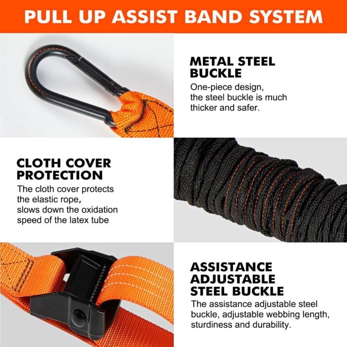 HPYGN Pull Up Assistance Bands, Heavy Duty Resistance Band for Pull Up Bar, Adjustable Weight/Size with Fabric Feet/Knee Rest, Bands for Pull Up Assist for Strength Training, Pull Up Assist Band - Image 9