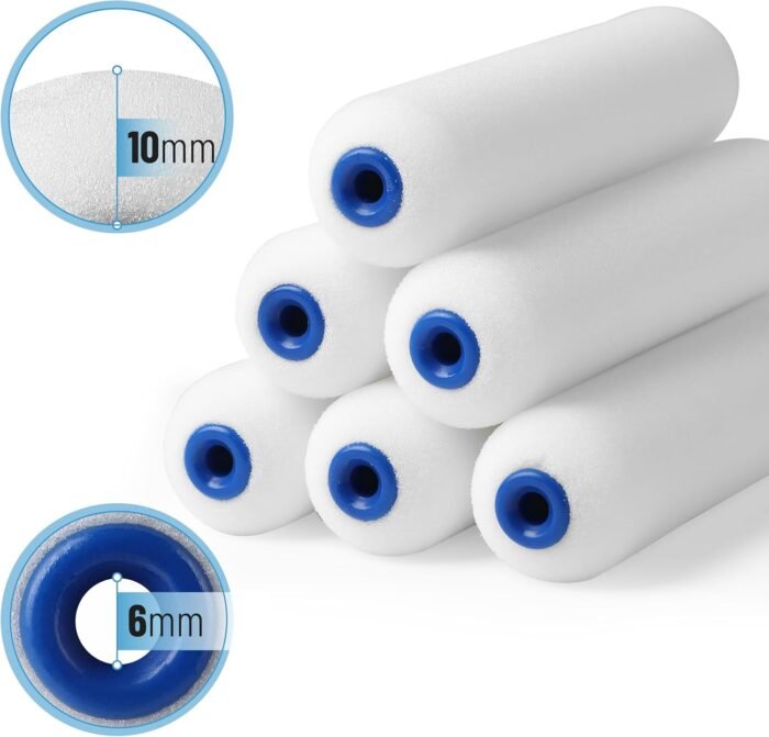 Bates- Paint Roller Kit, 9 pcs, 6-Inch Foam Paint Roller Tray, Paint Roller Set, Paint Kit for House Painting, Paint Rollers, High Density Foam Roller Paint, Small Paint Roller Kit, 6 Inch Foam Roller - Image 5