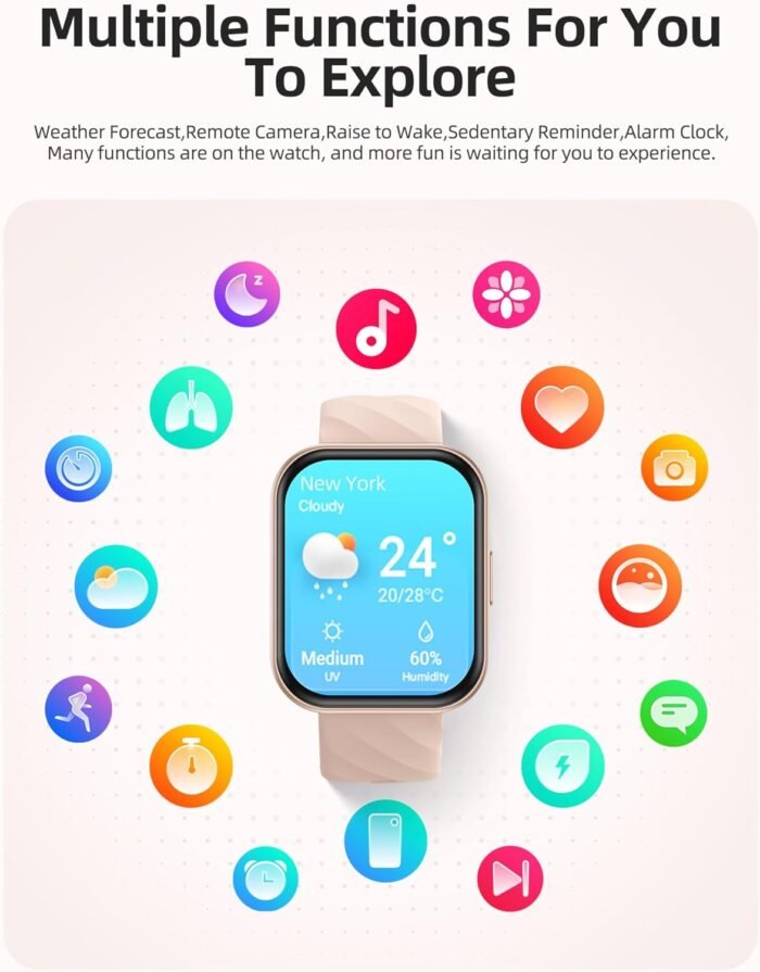 Parsonver Smart Watch, 5ATM Waterproof Swimming Watch, Fitness Activity Tracker with 110+ Sports Modes, Heart Rate/Sleep/SpO2/Calories Monitor, Pedometer, Fitness Watch for Android & iPhone, Rose Gold - Image 9