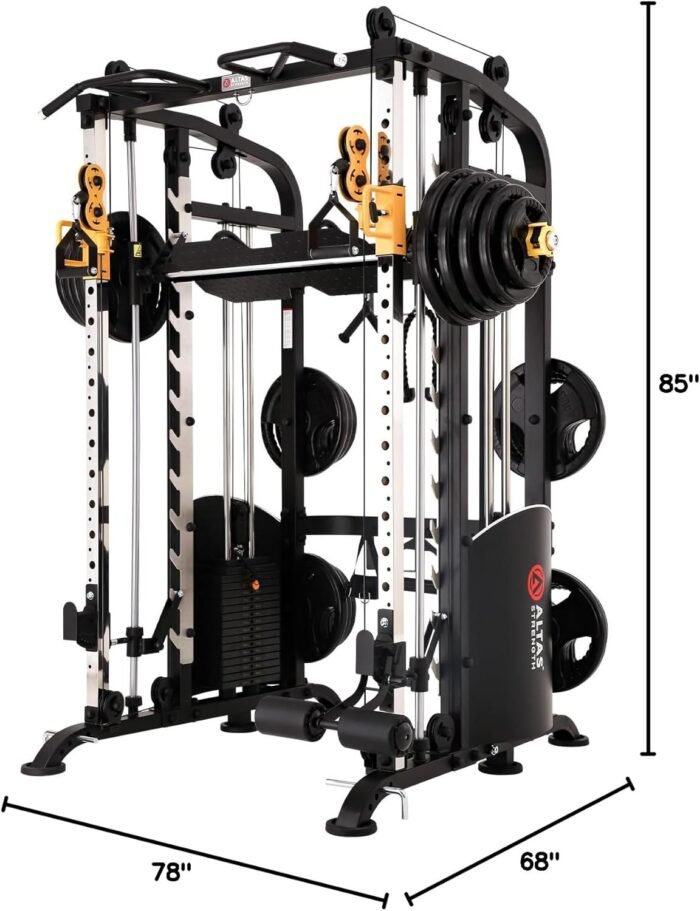 Altas Strength Smith Machine Home Gym 1000 lbs Capacity 2000 lbs Cables Strength Training Power Cages for Squats Presses Pulling Deadlifts Light Commercial Equipment Easy Assembly M810 - Image 10