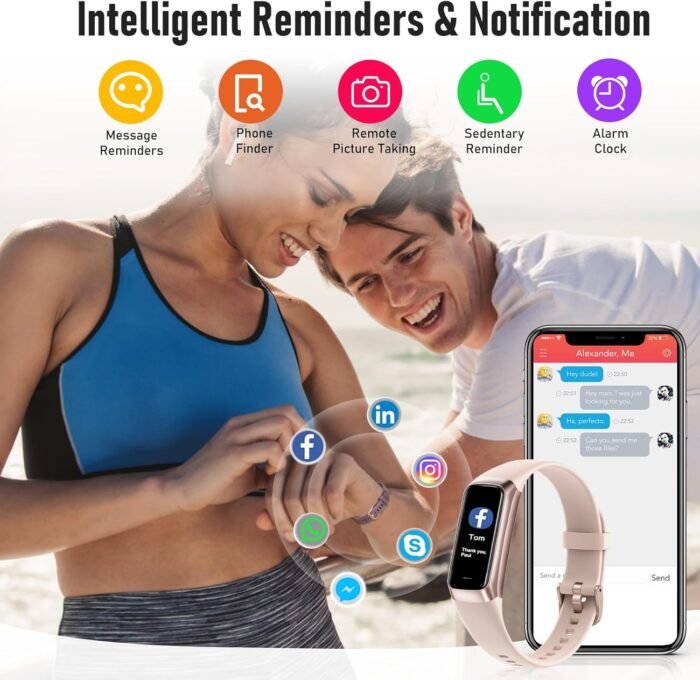 Fitness Tracker with 24/7 Heart Rate, Blood Oxygen Blood Pressure Sleep Monitor, Activity Trackers 5 ATM Waterproof,Step Calorie Counter Pedometer Health Smart Watch for Women Men Pink - Image 5