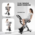 Exercise Bike Stationary Bike Folding Exercise Bike with 10 Level Adjustable Magentic Resistance Support Back Pad and Phone/Tablet Holder Arm Resistance Band Pulse Sensor LCD Monitor for Home Workout 265 LB Capacity - Image 8