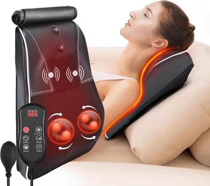 Shiatsu Neck and Back Massager with Heat,Neck Massager for Pain Relief deep Tissue,3D Kneading Massage Pillow for Back,Shoulder,Leg,Gifts for Mom,Dad,Women (Black) - Image 2
