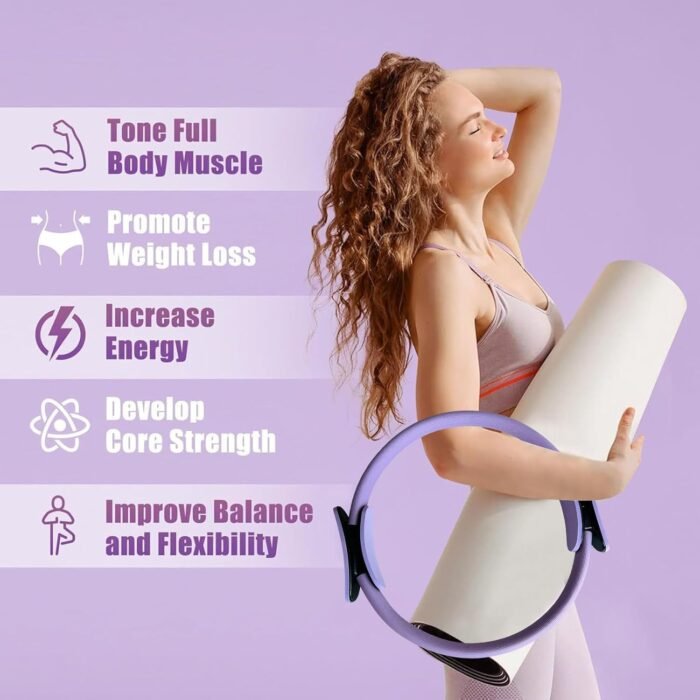 Pilates Ring Fitness Circle, Pilates Ring Fitness Trainer for Workouts Beginners Men Women,14.96" Yoga Ring for Toning Arms, Inner Thigh Workout, Toning & Pelvic Floor Exercise - Image 3