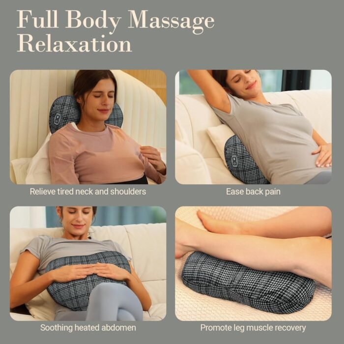 Back Massager for Pain Relief, Gifts for Women Men, Cordless 120min Neck and Back Massager, Plush Skin-Friendly Kneading Massage Pillow for Full Body Relaxation - Image 8