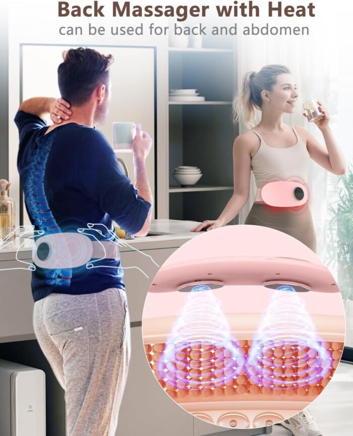 Back Massager with Heat-Heating Pad for Back Pain Relief,Lower Back Massager Abdominal Belly Massagers with 6 Massage,16 Intensity&3 Heated,Cordless Personal Travel Wrap Belt Gifts for Men and Women - Image 4