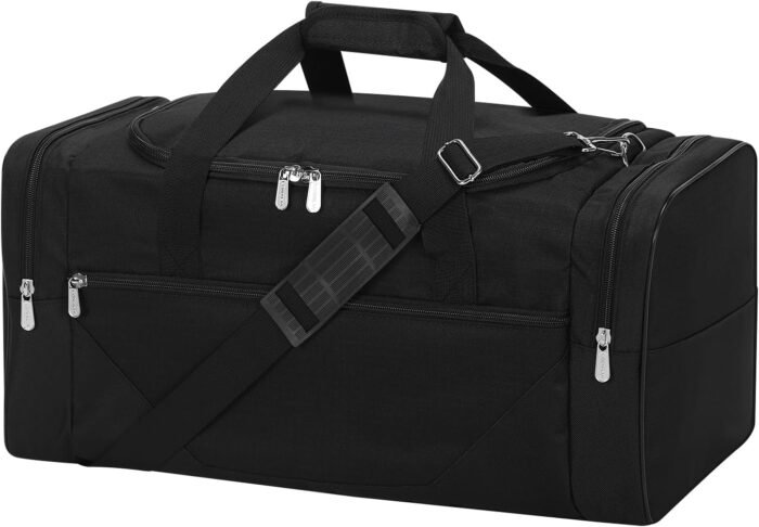 Gym Bag Sport Duffle Bag for Men - 21 in Weekender Travel Bag with Trolley Sleeve (Black) - Image 2