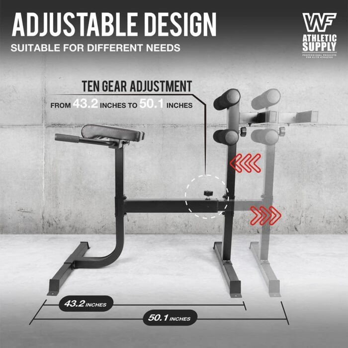 CAPHAUS Adjustable Hyperextension 90 Degree Strength Roman Chair with Handle, Ab Bench Multi-Functional Weight Bench, Muscle Strength Training Fitness Back Machines for Full Body Workout - Image 5