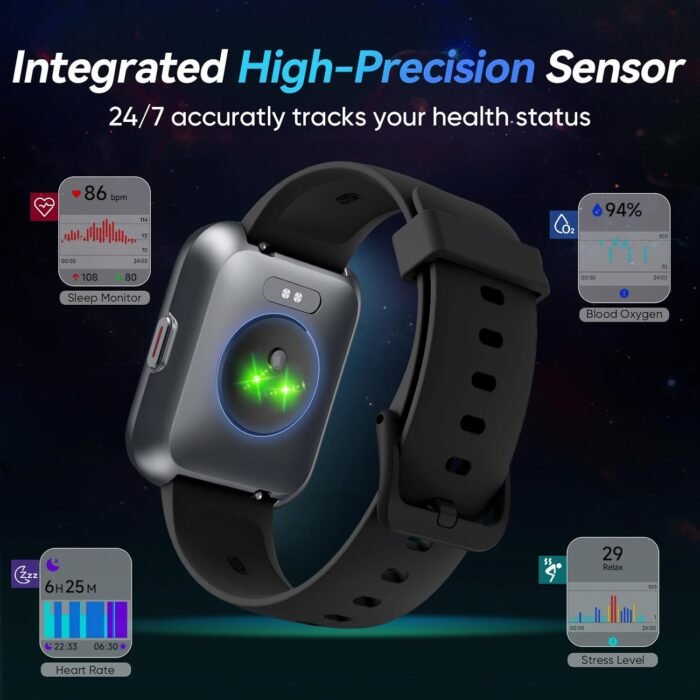Smart Watches for Men Android & iPhone, 1.8" Alexa Built-in Smartwatches Fitness Tracker Watch with Bluetooth Calls, IP68 Waterproof, Heart Rate/Sleep/SpO2 Monitor, 110 Sport Modes - Black - Image 6