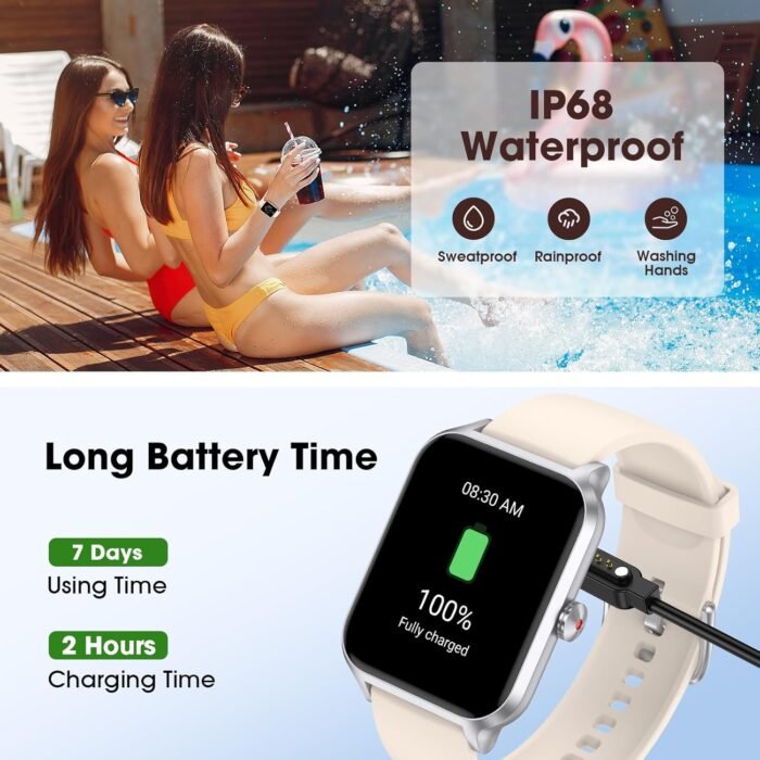 Smart Watch(Answer/Make Call), 1.69" Fitness Tracker with Heart Rate Blood Oxygen Monitor, Sleep Monitor Health Tracker, 100+ Sports Modes, Step Counter, IP68 Waterproof Fitness Watch for Android iOS - Image 7