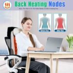 Shiatsu Back Massager with Heat, Massage Chair Pad Seat Cushion for Stress Relief, Deep Tissue Kneading & Roller, 2 Vibration Motors, Back Waist Hip Massager, PU Leather, with 2 Adapters - Image 4