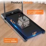 Under Desk Treadmill, 3.0HP Walking Pad with Handle Bar, Foldable Treadmills for Home Office, Running Machine with LED Display & Remote Control, Jogging Machine for Small Spaces - Image 8