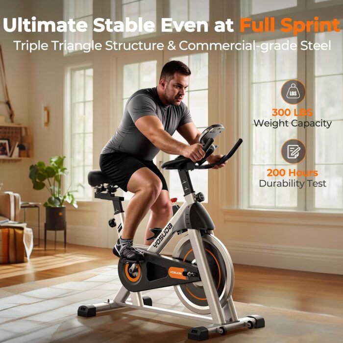 YOSUDA Exercise Bike, Stationary Bike with App, Brake Pad/Magnetic Indoor Cycling Bike with 300 lb Weight Capacity, Low Noise, Tablet Holder, Comfortable Seat for Home Fitness and Weight Loss - Image 4