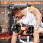 Adjustable Dumbbells Set, Weight Dumbbell Set with Anti-Slip Handle, Quick Adjust 5-in-1 Weights Set, Compact Home Gym Workout Equipment for Men Women Exercise & Fitness - Image 7