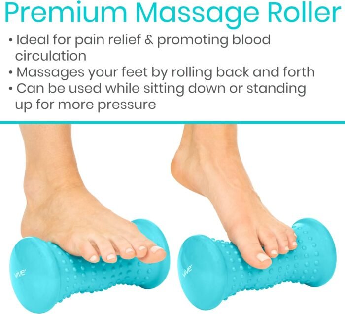 Vive Massage Ball Set (4 Piece) - Plantar Fasciitis Relief Foot Pain Hot Cold Therapy - Heel Spur, Sore Muscle, Trigger Point, Back, Arm, Neck, Shoulder, Leg Circulation Roller - FSA HSA Eligible - Image 5