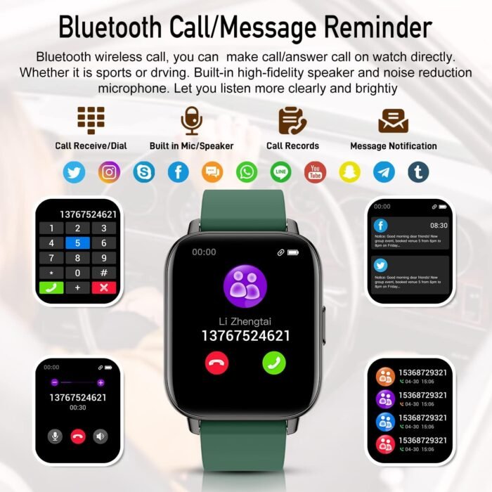 Smart Watch for Men Women Fitness: (Make/Answer Call) Bluetooth Smartwatch for Android Phone iPhone Waterproof Run Sport Digital Watches Blood Pressure Heart Rate Monitor Step Counter Sleep Tracker - Image 3
