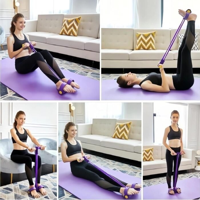 Yoga Foot Pedal Resistance Band for Women 6 Tube Elastic Fitness Puller for Full Body Home Workout Strength Training Slimming and Stretching Ideal for Abdomen Waist Arms Legs and Yoga Exercises - Image 6