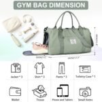 Gym Bags for Women Men with Shoes Compartment,Sports Duffle Bags Personal item travel Duffel Tote Bag Small Carry on Weekender Overnight Bag Workout Dance Bags Hospital Holdalls Grey Green - Image 3