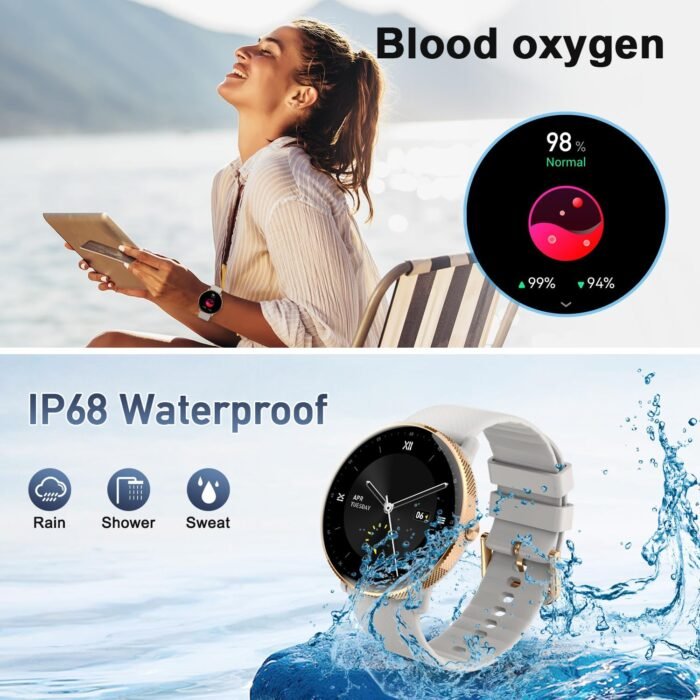 Smart Watch for Women Fitness tracker: Make/Answer Call Smart Watches for Women Waterproof Digital Mens watches Running Smartwatch Android Phone iPhone Samsung Compatible Heart Rate Monitor Step - Image 8