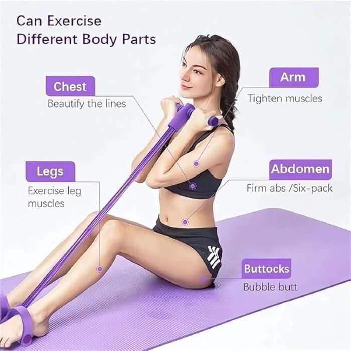 Yoga Foot Pedal Resistance Band for Women 6 Tube Elastic Fitness Puller for Full Body Home Workout Strength Training Slimming and Stretching Ideal for Abdomen Waist Arms Legs and Yoga Exercises - Image 4