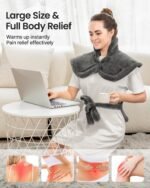 RENPHO Electric Heating Pad for Back Pain Relief, Birthday Gifts for Women Men Mom Dad, FSA HSA Eligible, Large Heat Pad for Neck and Shoulders, Fast Heating, 24"x33", ETL Certified, Gray - Image 3