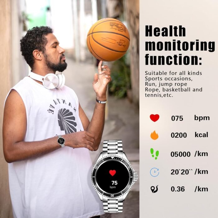 Smart Watch for Android Phones,Fitness Tracking smartwatch with Answer/Make Calls, Sports Compatible with Heart Rate Stress and Sleep for Dad Smart Watch (Green) - Image 5