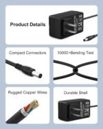12V for Nekteck Massager Charger, Compatible with Nekteck LMS-801/Papillon/InvoSpa/Mo Cuishle/Viktor Jurgen and Others Shoulder, 5.9FT for Neck Power Cord - Image 5