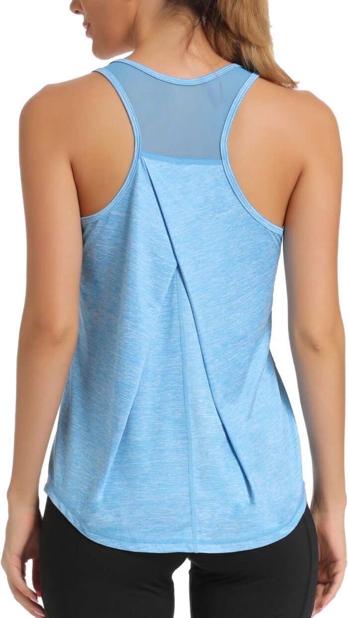 Aeuui Womens Workout Tops for Women Racerback Tank Tops Mesh Yoga Shirts Athletic Running Tank Tops Sleeveless Gym Clothes - Image 2