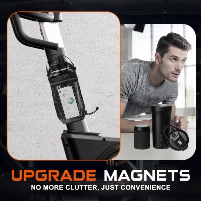 Magnetic Gym Bag for Men and Women, Magnetic Water Bottle Holder with Touch-screenable Clear Phone Pocket, Portable Sling Gym Bags, Crossbody Pouch for Gym Sports Travel Workout Bag, Gym Accessories - Image 3