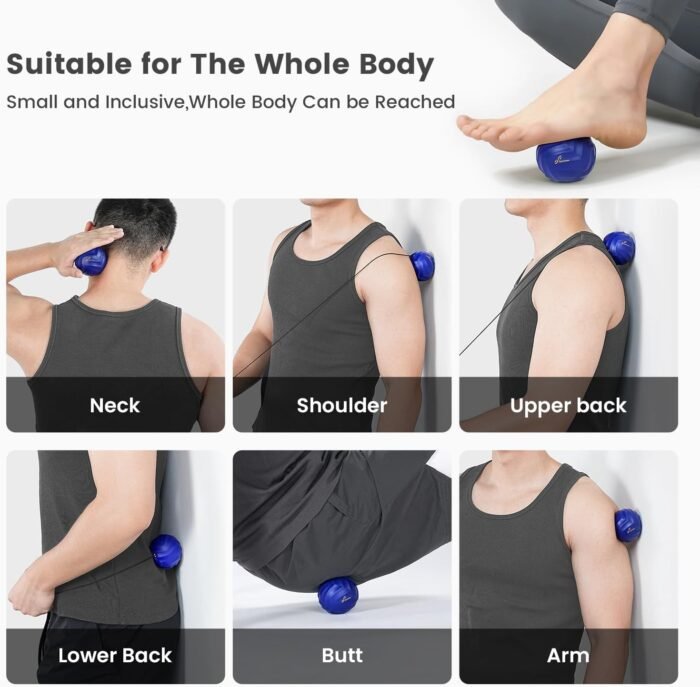 Sportneer Massage Lacrosse Ball with String, Deep Tissue Massager for Back Myofascial Release, Shoulder Trigger Point Therapy & Foot Plantar Fasciitis, Free Relax for Whole Body (Blue) - Image 8